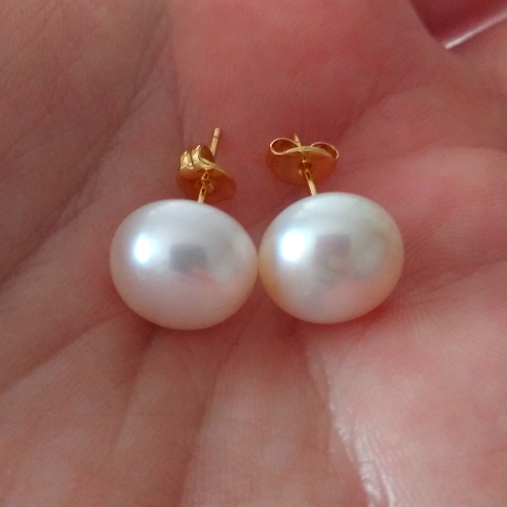 14k Gold 11/12mm Freshwater Pearl Stud Earrings